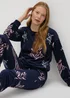 Navy Star Print Velour Pyjama Set - Extra small Image 1