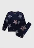 Navy Star Print Velour Pyjama Set - Extra small Image 3