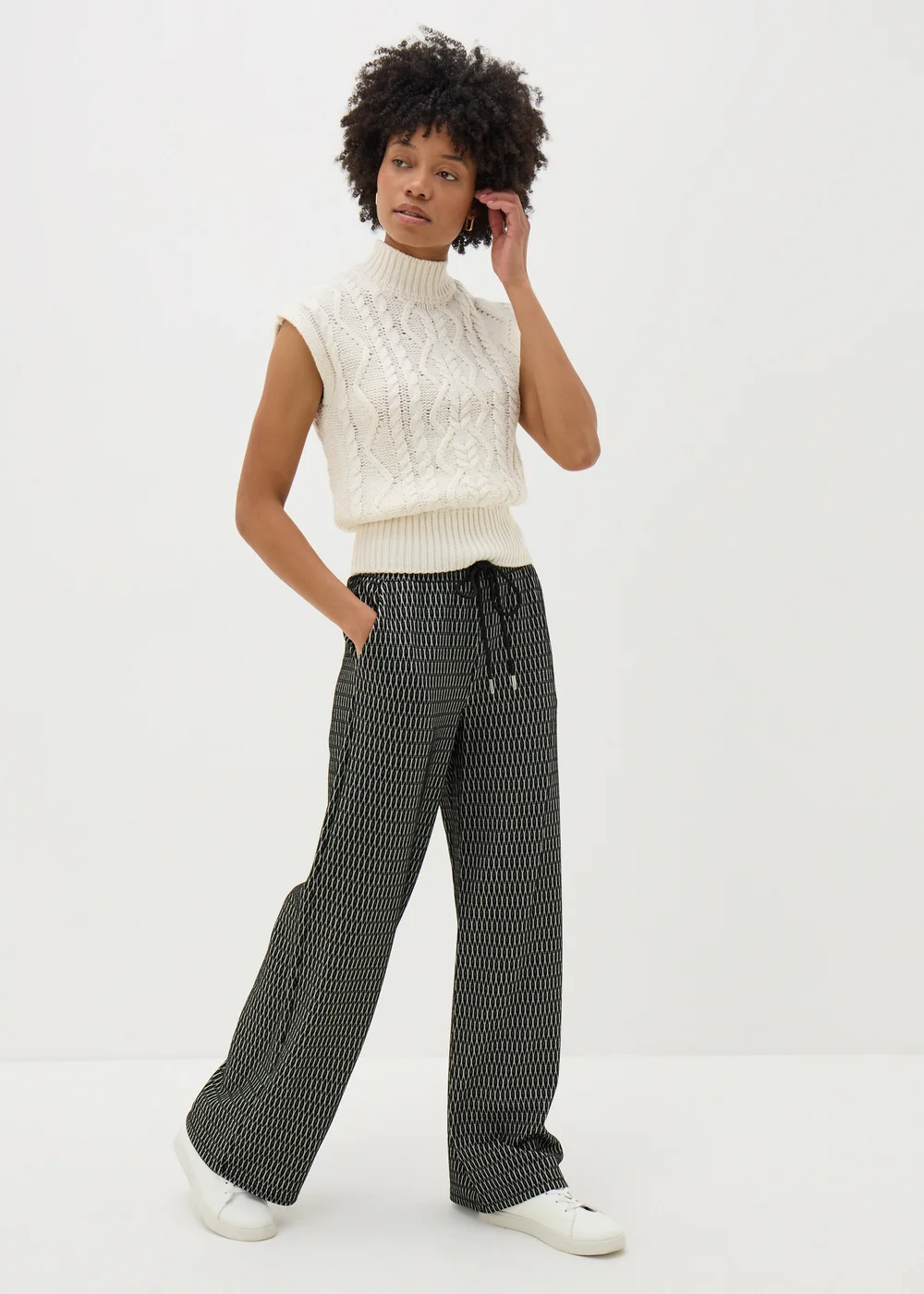 Black Jacquard Wide Leg Trousers - 8 Image 1