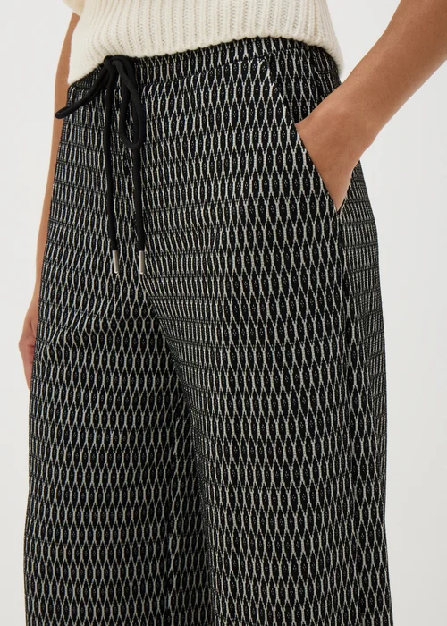 Black Jacquard Wide Leg Trousers - 8 Image 2