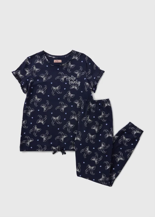 Navy Bow Pyjama Set - Small Image 3