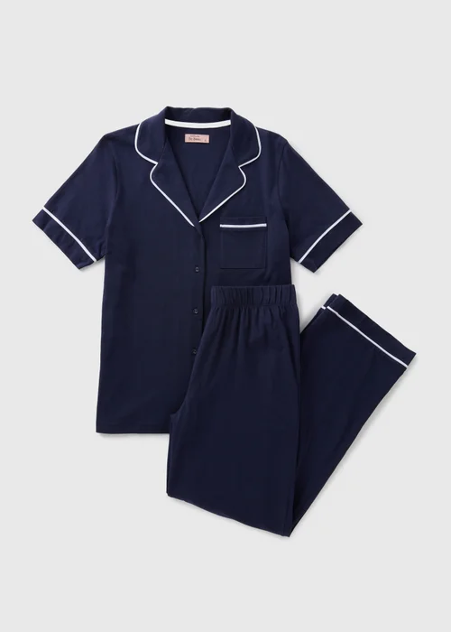 Navy Button Up Pyjama Set - Extra small Image 3