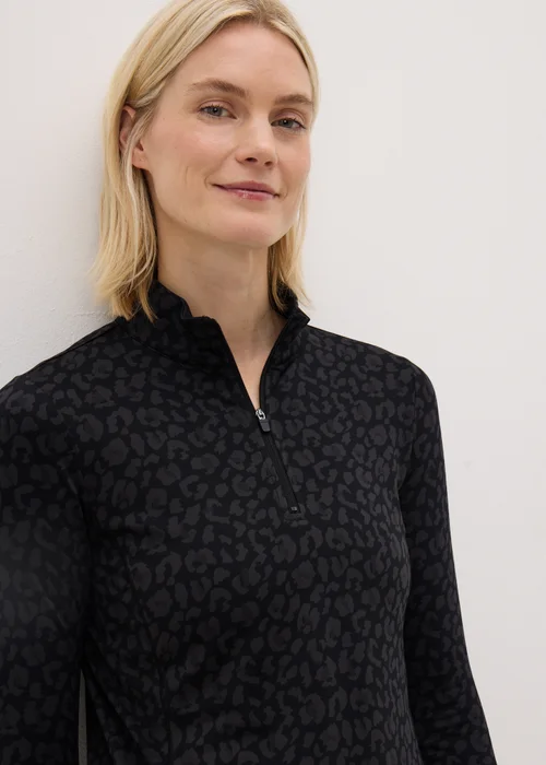 Souluxe Black Leopard Half Zip Top - S Image 3