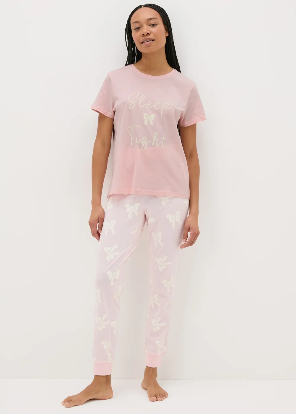 Pink Bow Print Pyjama Set - Extra small Image 1