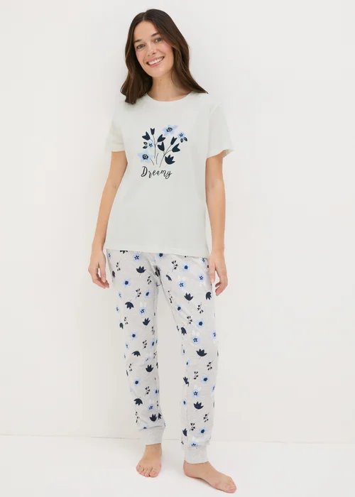 Cream Floral Pyjama Set - Extra small Image 1