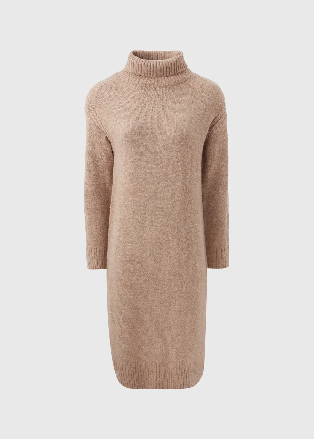 Et Vous Camel Roll Neck Knit Midi Dress - S Image 4