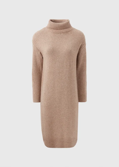 Et Vous Camel Roll Neck Knit Midi Dress - S Image 4