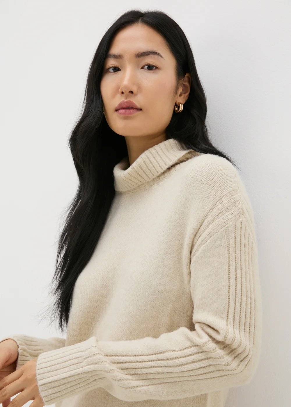 Et Vous Stone Roll Neck Knit Midi Dress - S Image 1