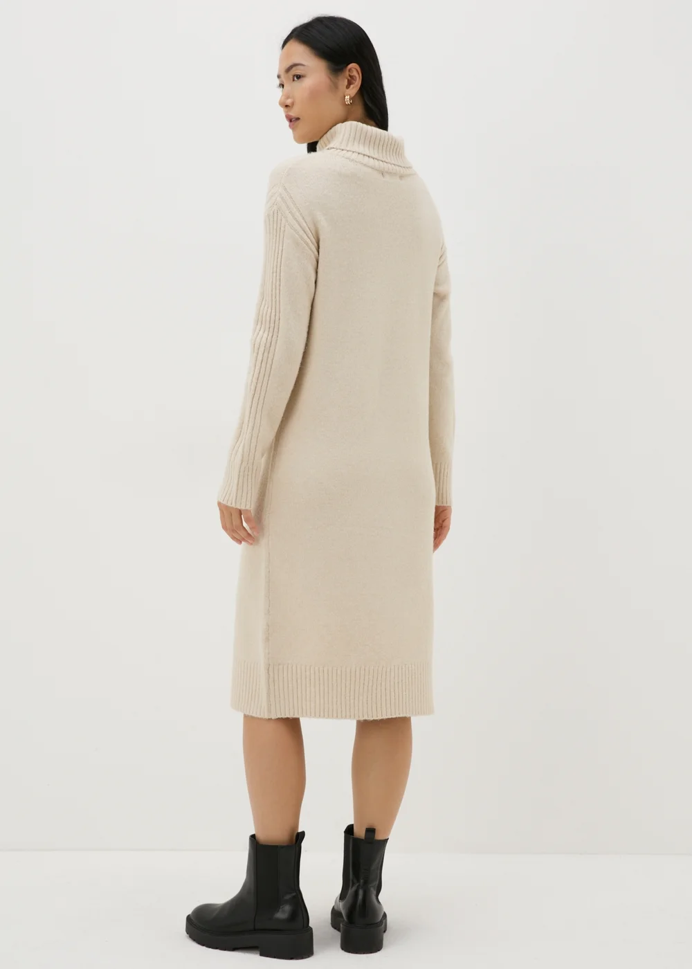 Et Vous Stone Roll Neck Knit Midi Dress - S Image 2