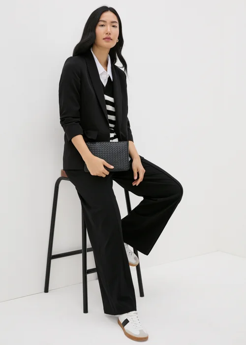 Et Vous Black Ruched Sleeve Blazer - 8 Image 2