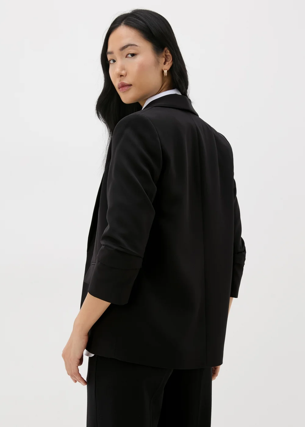 Et Vous Black Ruched Sleeve Blazer - 8 Image 3
