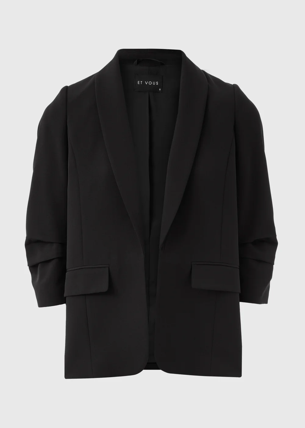 Et Vous Black Ruched Sleeve Blazer - 8 Image 4