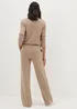 Et Vous Camel Wide Leg Co Ord Trousers - Size 8 Image 3