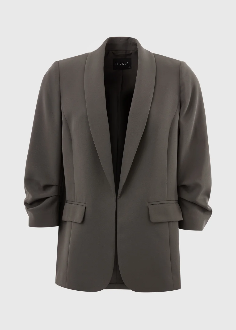 Et Vous Grey Ruched Sleeve Blazer - 8 Image 4