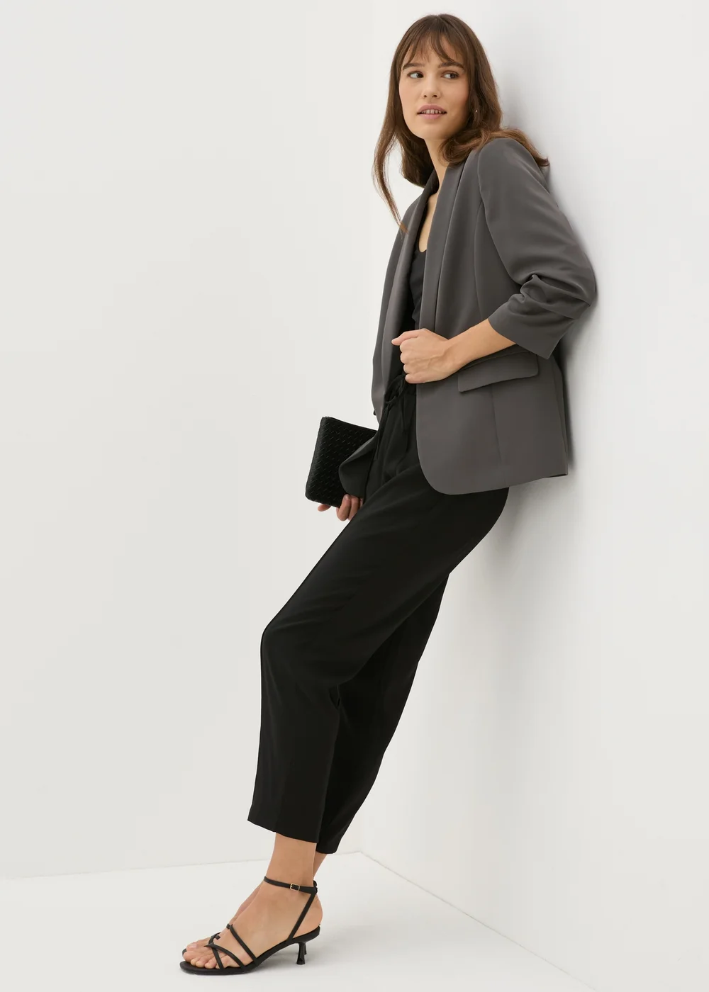 Et Vous Grey Ruched Sleeve Blazer - 8 Image 3