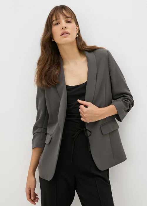 Et Vous Grey Ruched Sleeve Blazer - 8 Image 1
