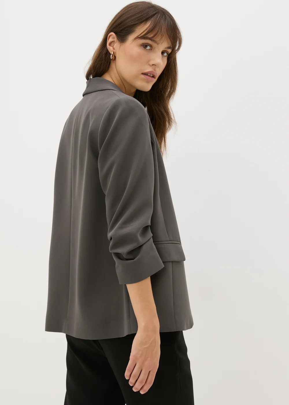 Et Vous Grey Ruched Sleeve Blazer - 8 Image 2
