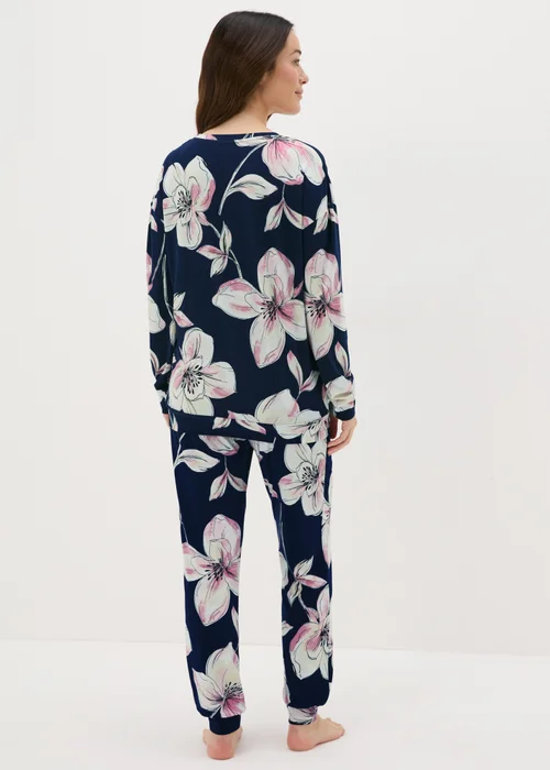 Navy Floral Pyjama Set - Small Image 2