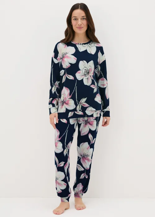 Navy Floral Pyjama Set - Small Image 1
