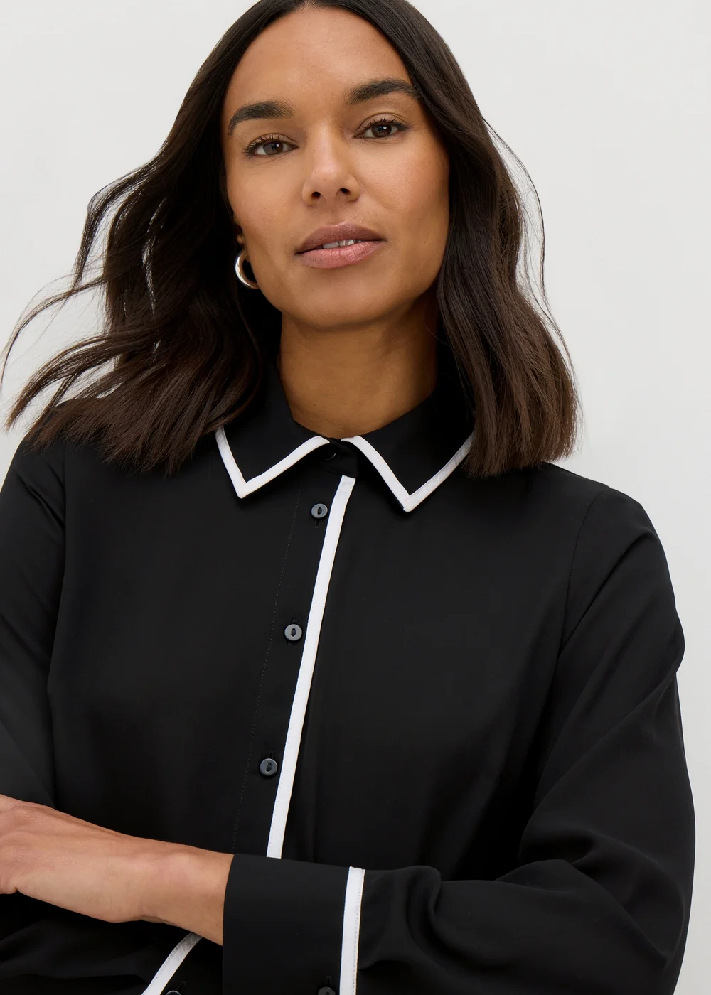 Et Vous Black Contrast Piping Shirt - 8 Image 3
