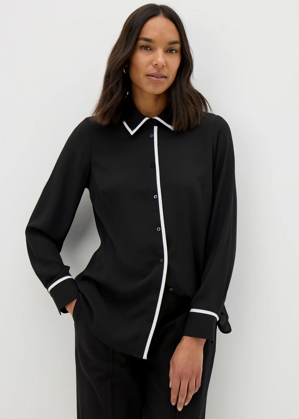 Et Vous Black Contrast Piping Shirt - 8 Image 2