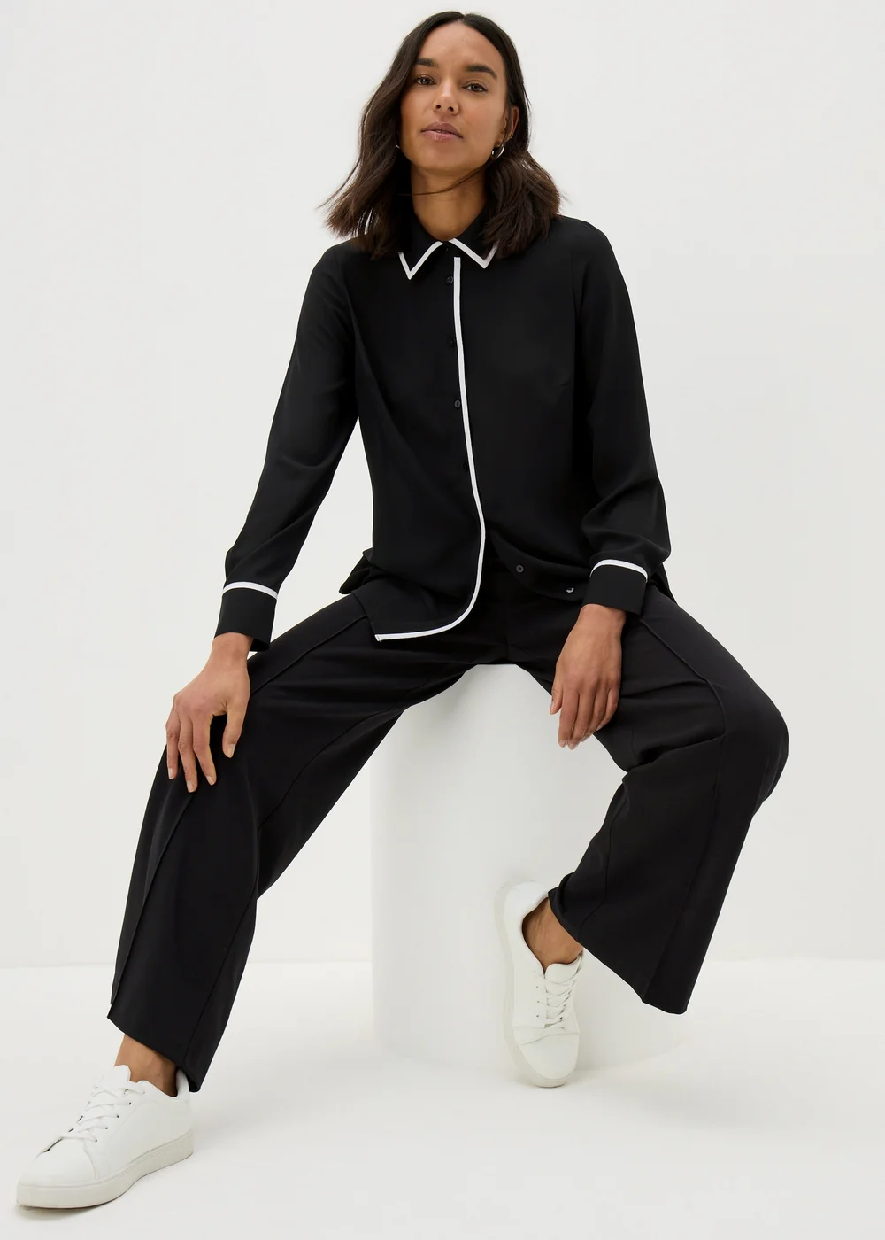 Et Vous Black Contrast Piping Shirt - 8 Image 1