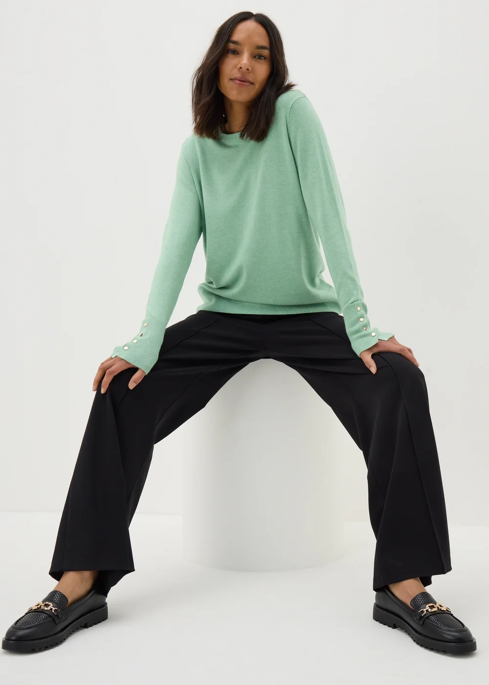 Et Vous Light Green Round Neck Jumper - 8 Image 1