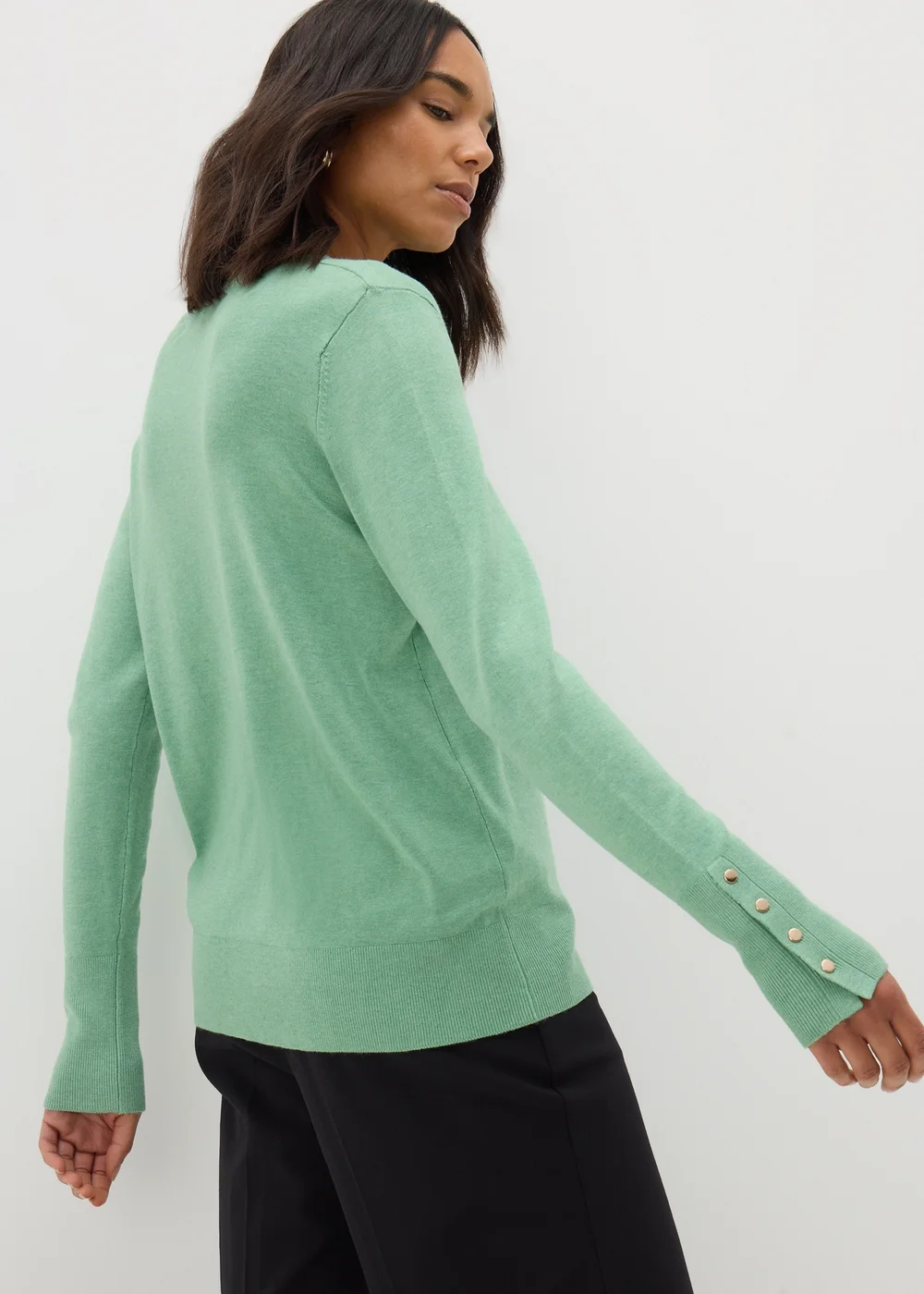 Et Vous Light Green Round Neck Jumper - 8 Image 3