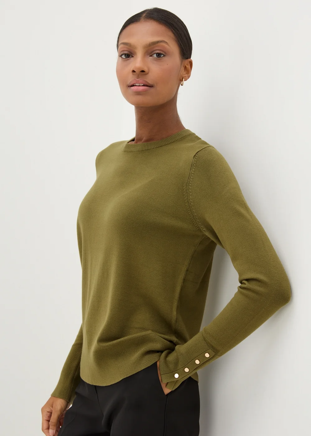 Et Vous Khaki Round Neck Jumper - 8 Image 2
