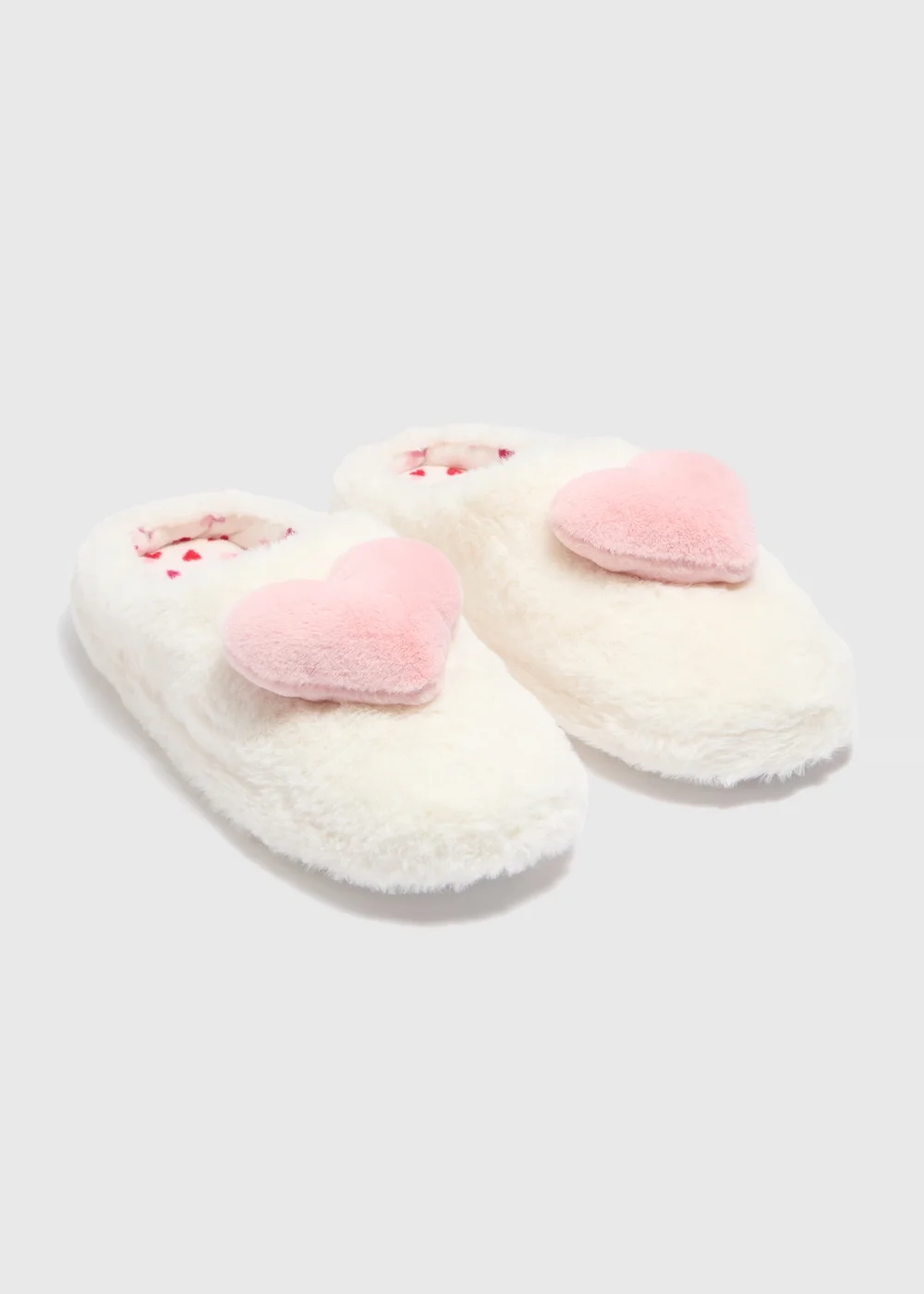 Cream Heart Mule Slippers - Small Image 1