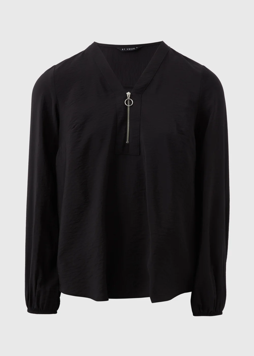 Et Vous Black Zip Front Blouse - 8 Image 4