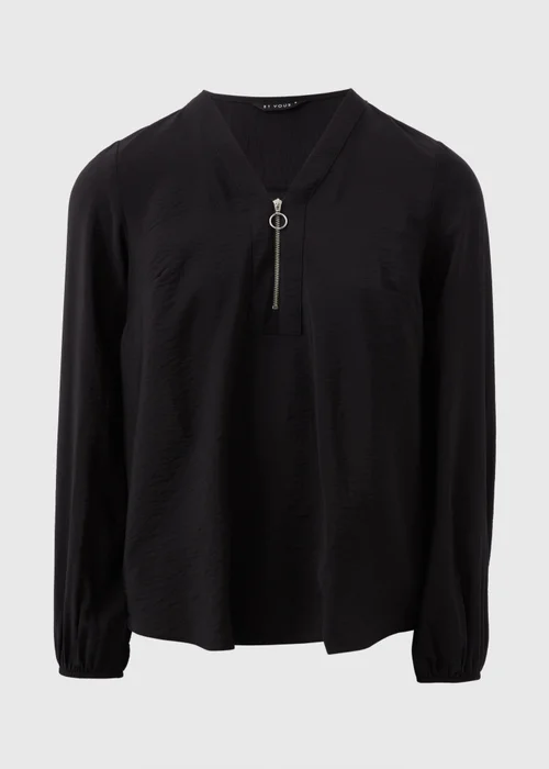 Et Vous Black Zip Front Blouse - 8 Image 4