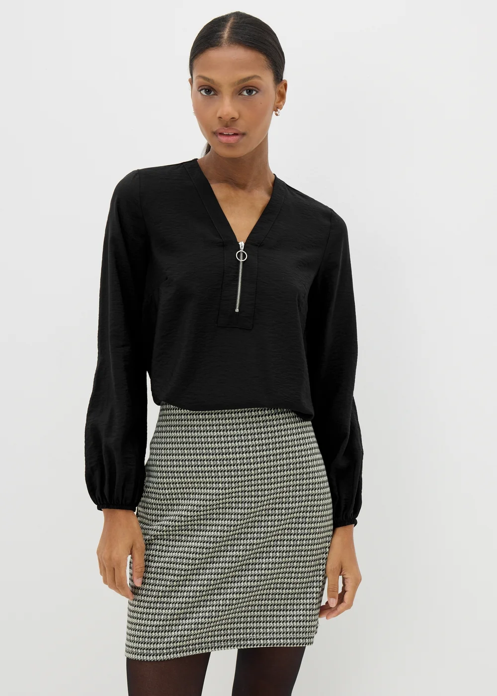 Et Vous Black Zip Front Blouse - 8 Image 1