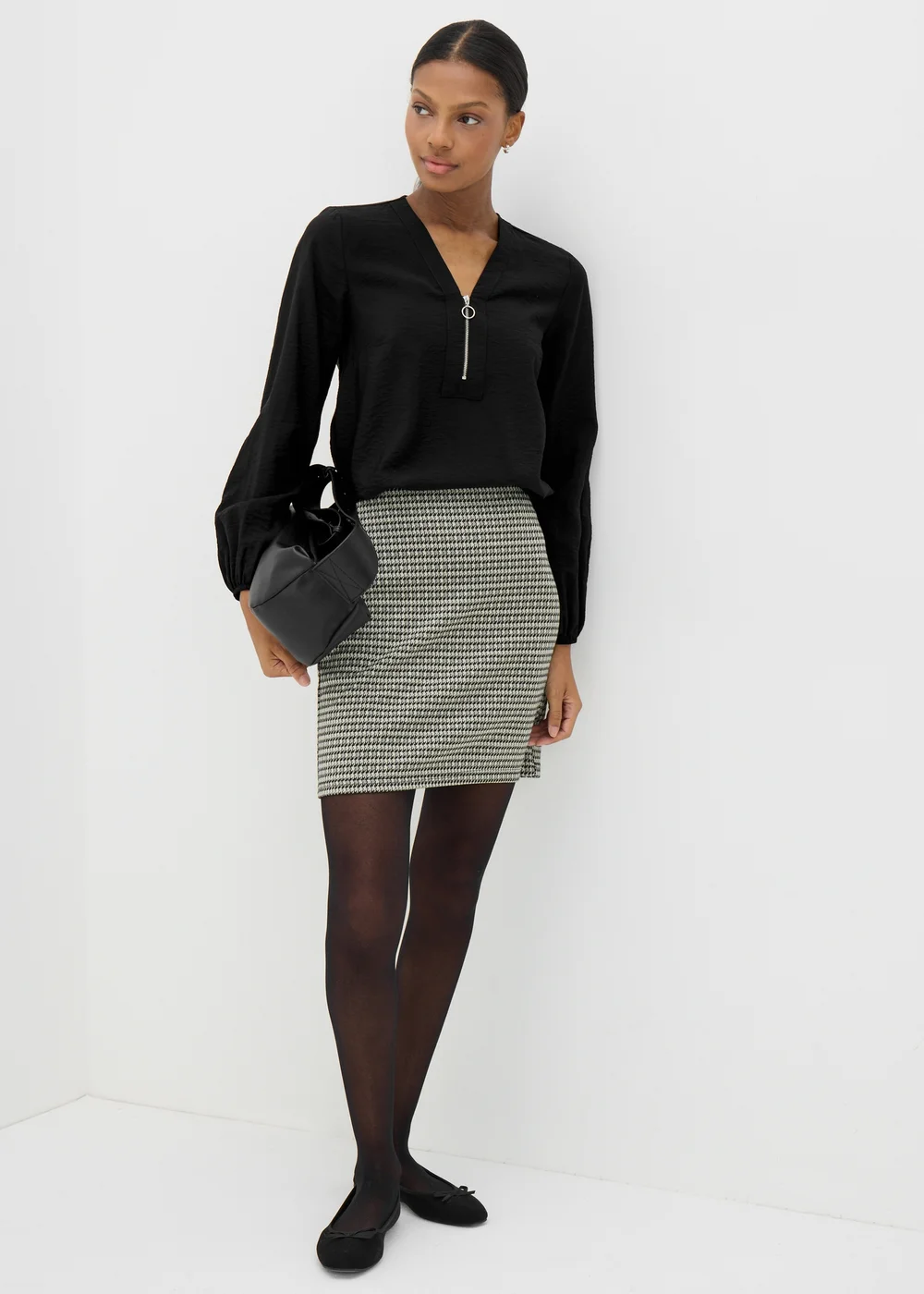 Et Vous Black Zip Front Blouse - 8 Image 3