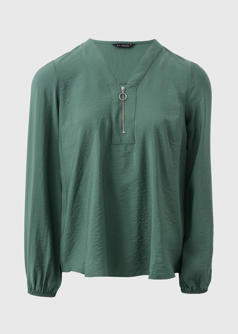 Et Vous Green Zip Front Blouse - 8 Image 4