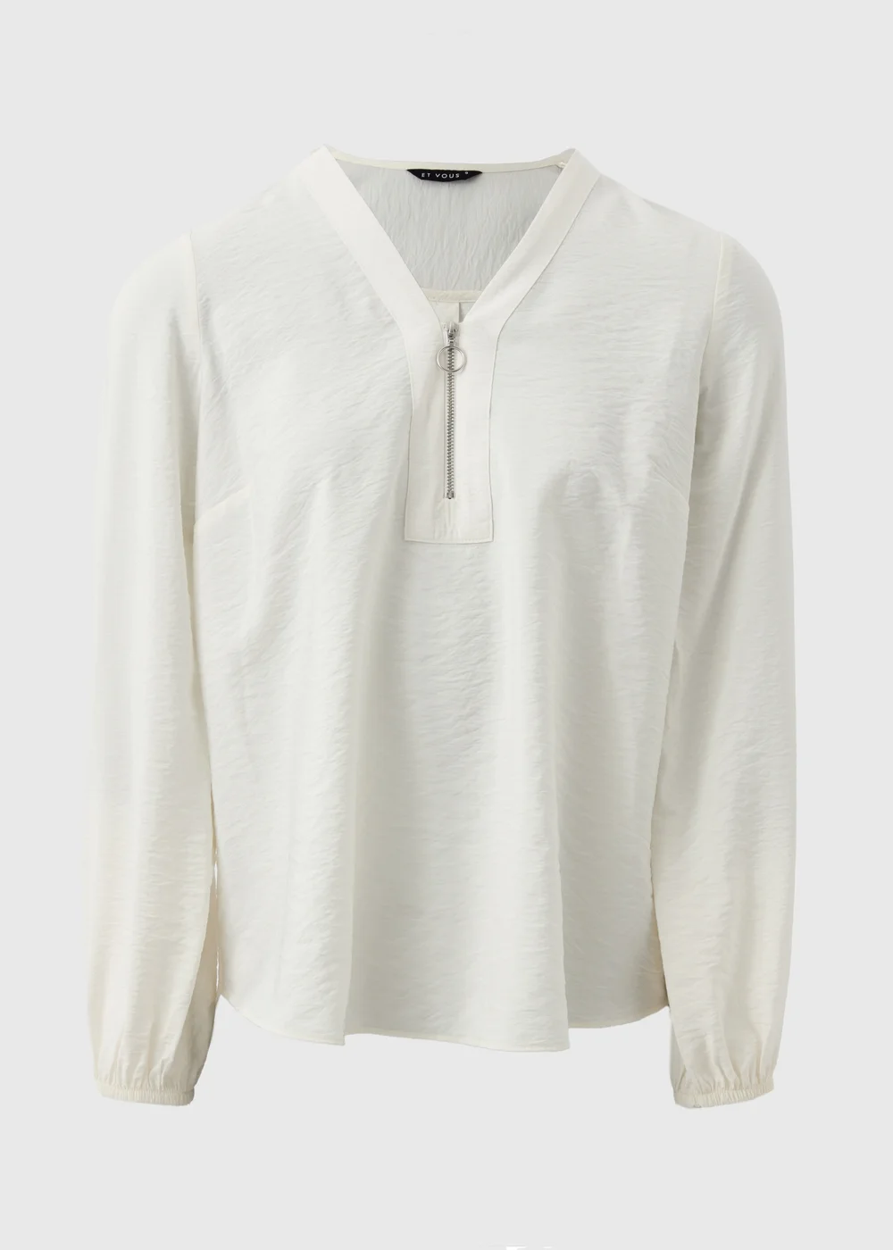 Et Vous Cream Zip Front Blouse - 8 Image 4