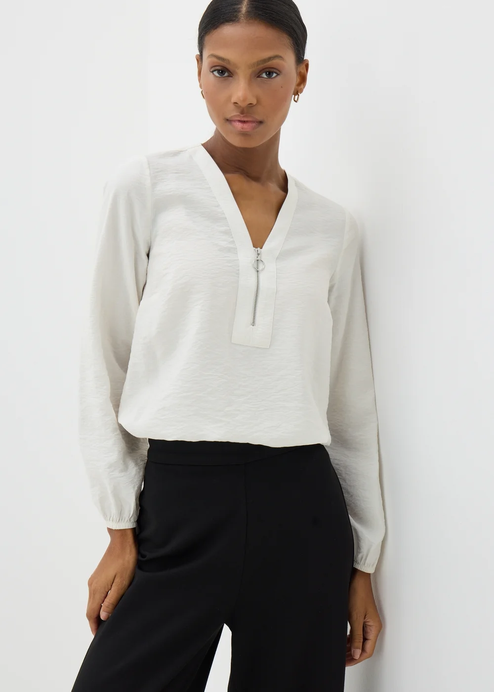Et Vous Cream Zip Front Blouse - 8 Image 2