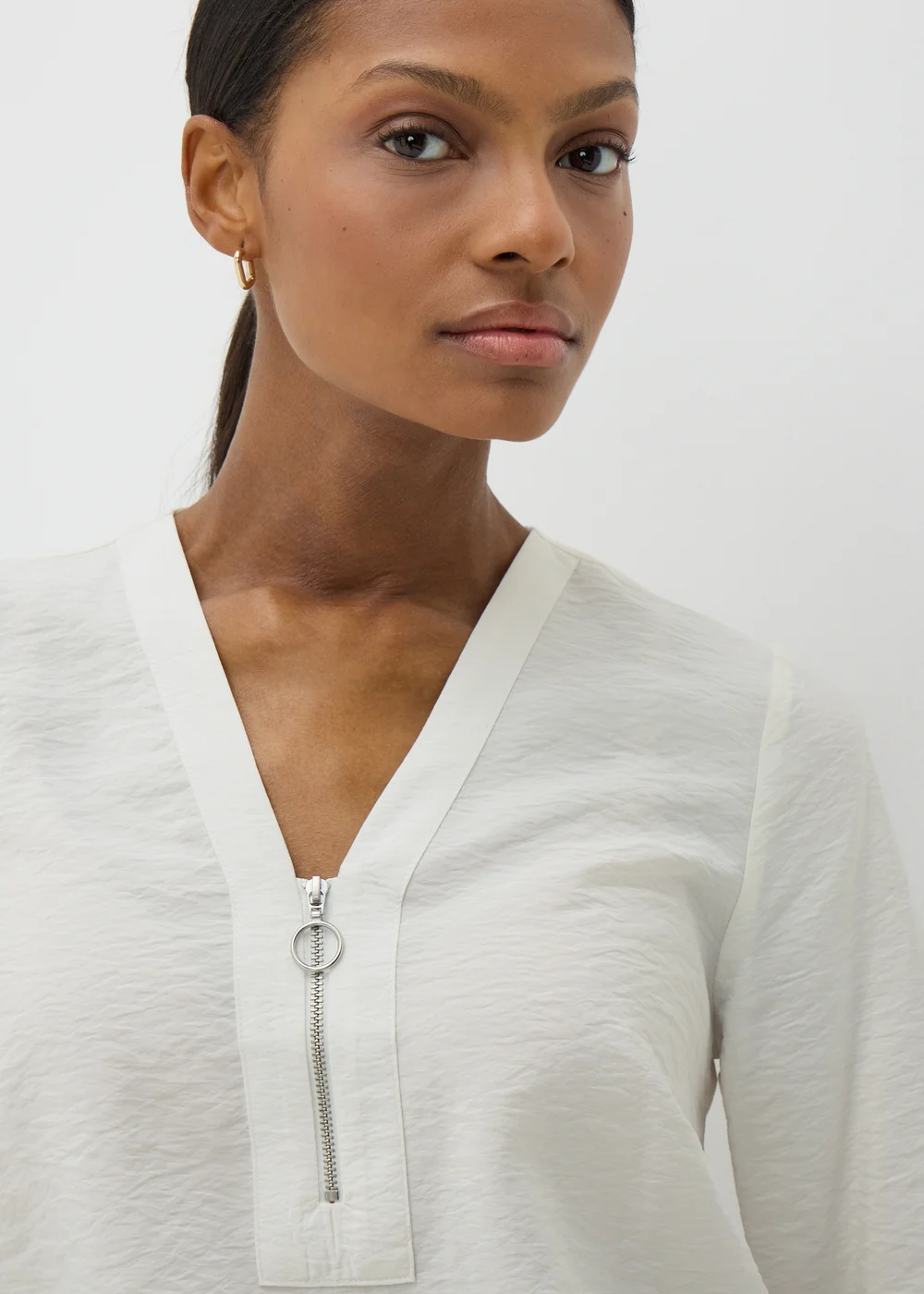 Et Vous Cream Zip Front Blouse - 8 Image 3