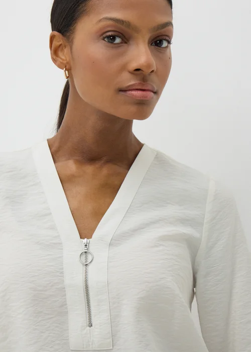 Et Vous Cream Zip Front Blouse - 8 Image 3