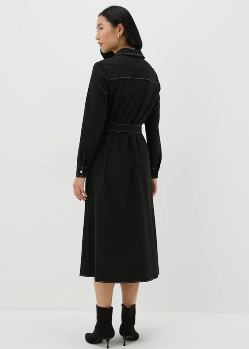 Black Contrast Shirt Midi Dress - 8 Image 2