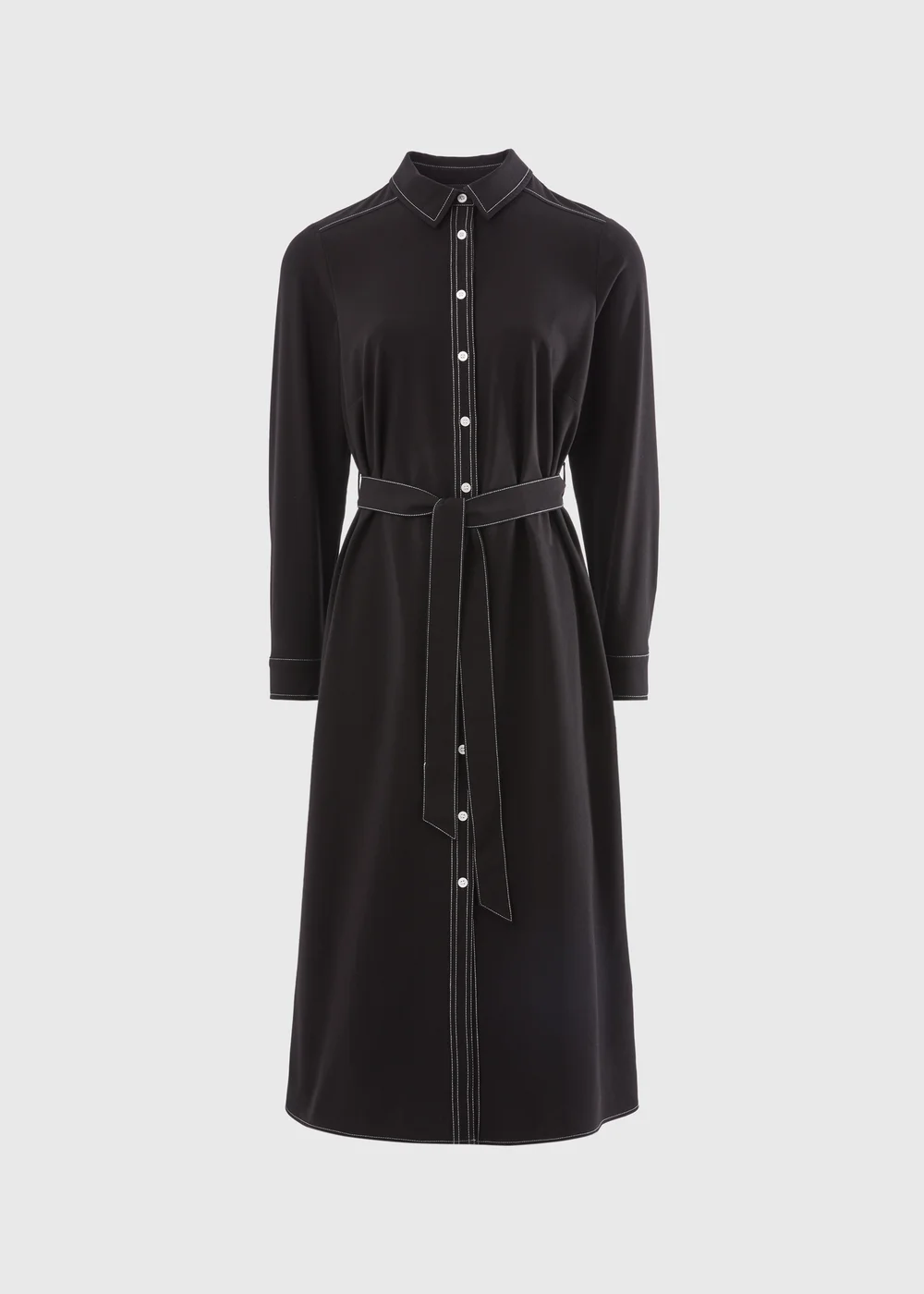 Black Contrast Shirt Midi Dress - 8 Image 4