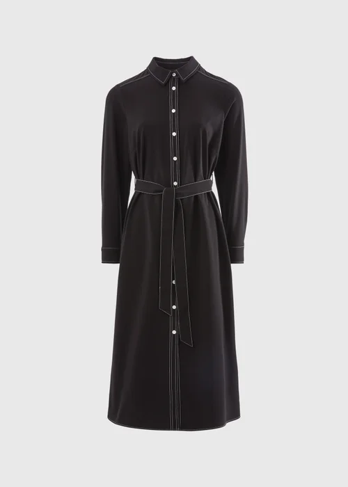 Black Contrast Shirt Midi Dress - 8 Image 4