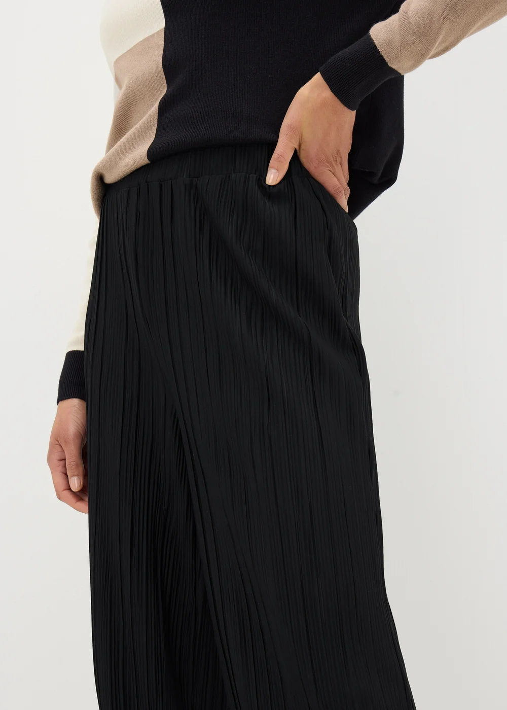 Et Vous Black Plisse Wide Leg Trousers - 8 Image 3