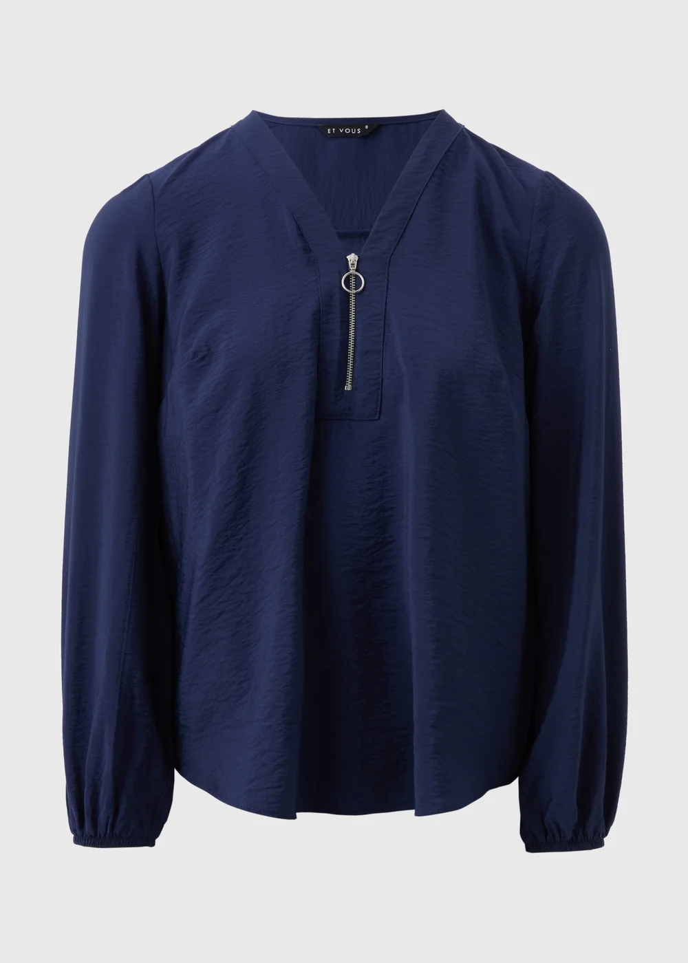 Et Vous Navy Zip Front Blouse - 8 Image 4