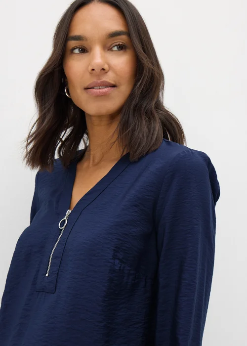 Et Vous Navy Zip Front Blouse - 8 Image 3