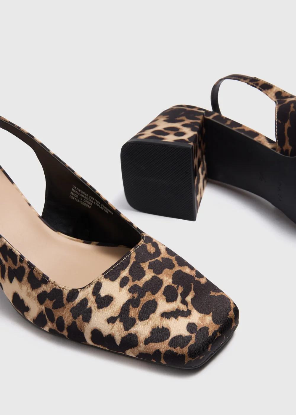 Brown Animal Print Sling Back Block Heels - Size 3 Image 2