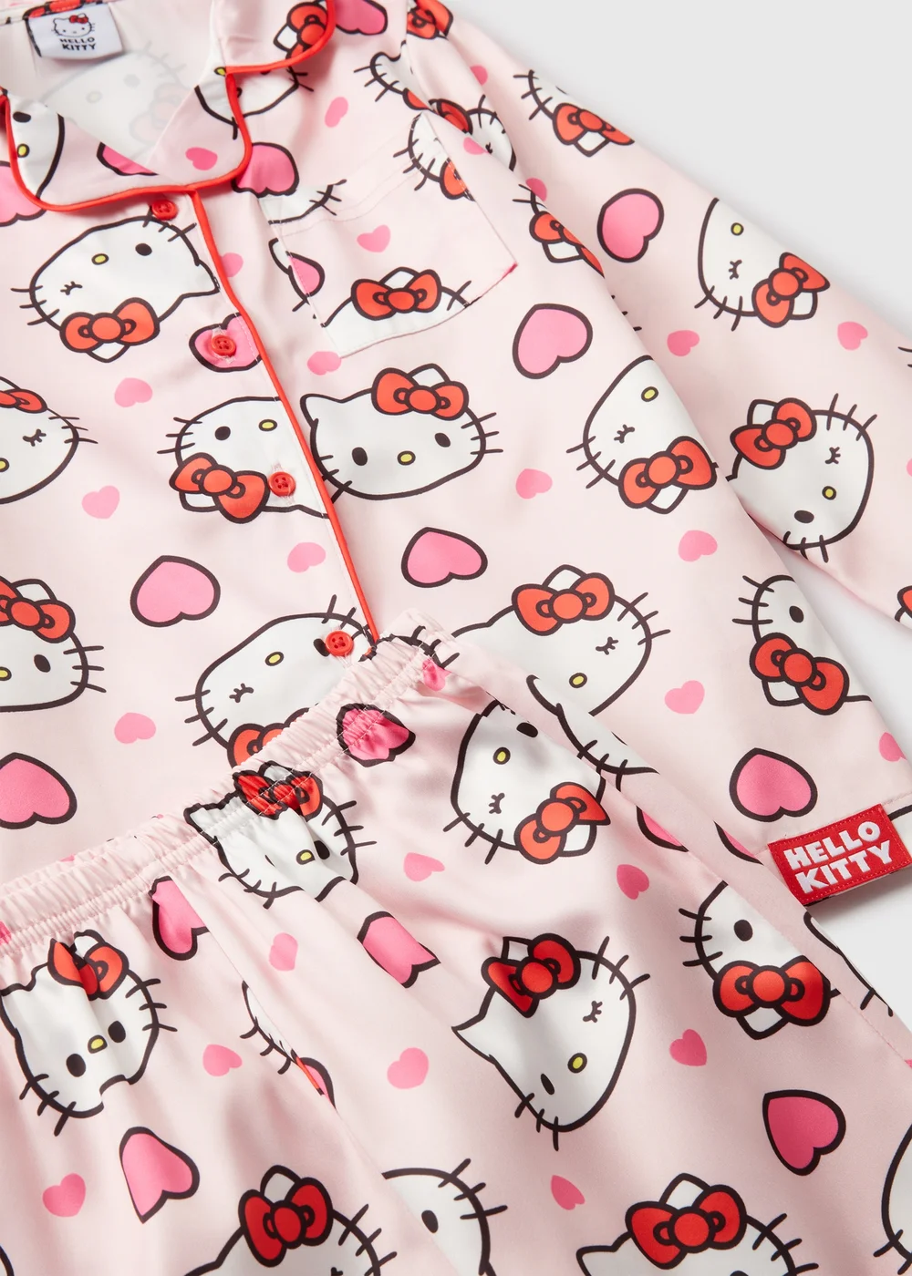 Hello Kitty Pink Satin Pyjama Set (7-13yrs) - Age 7 Years Image 2