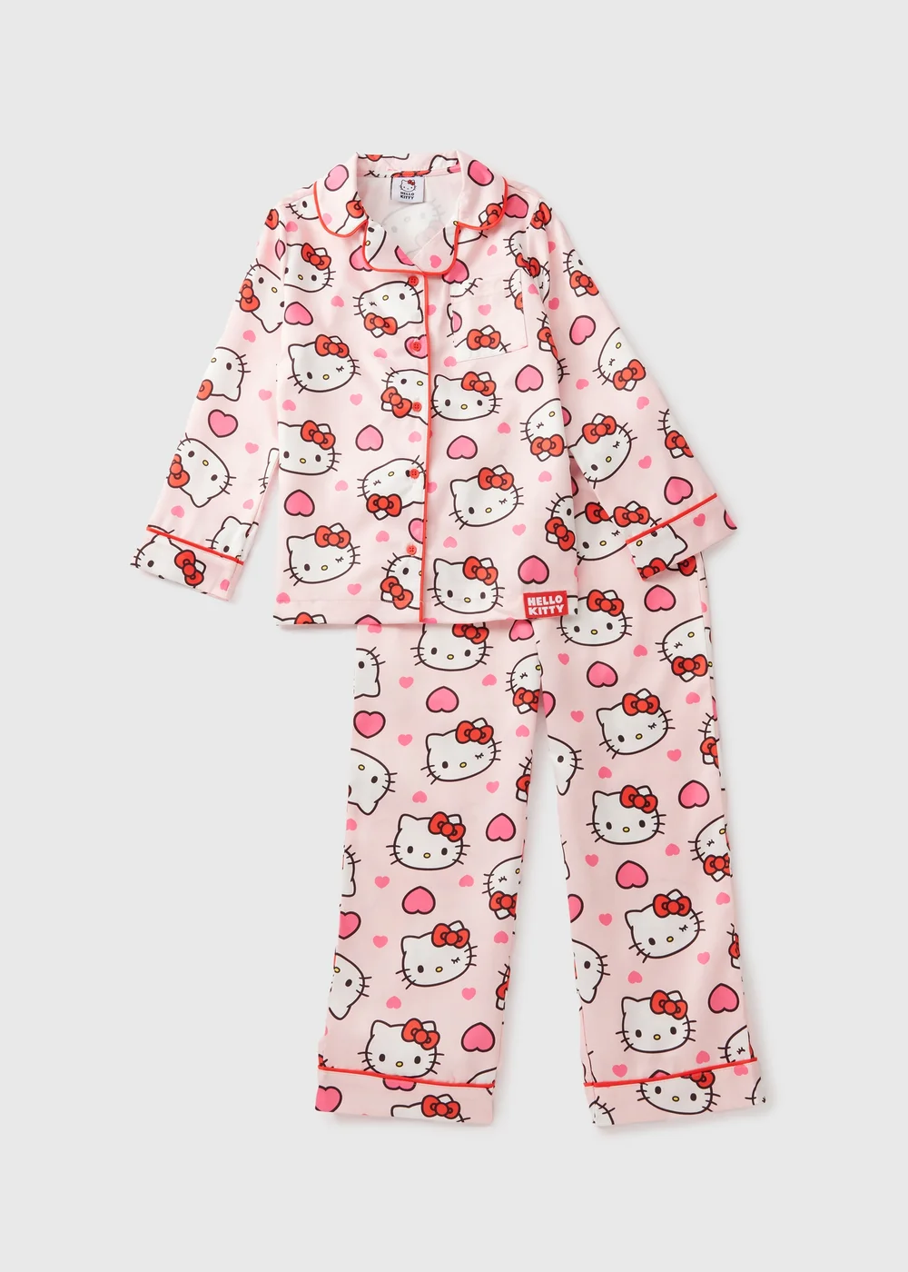 Hello Kitty Pink Satin Pyjama Set (7-13yrs) - Age 7 Years Image 1