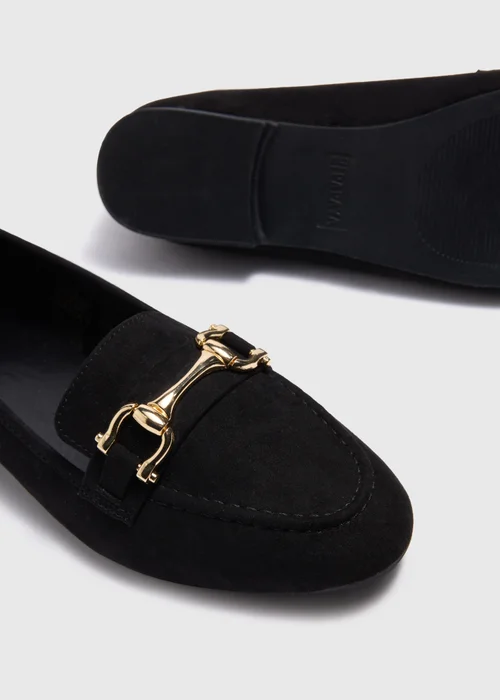 Black Gold Metal Bar Loafers - 6 Image 2