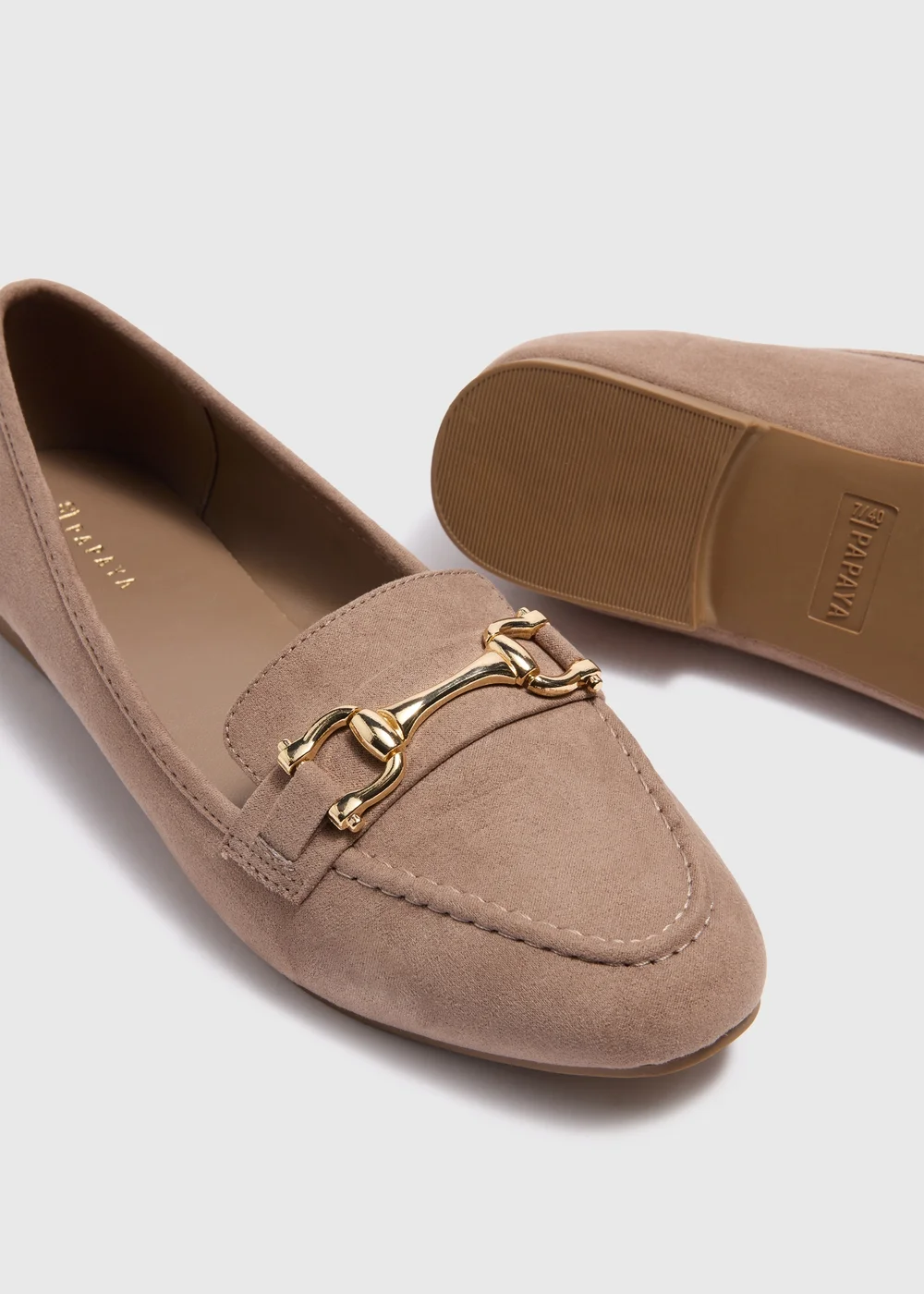 Taupe Gold Metal Bar Loafers - 6 Image 2